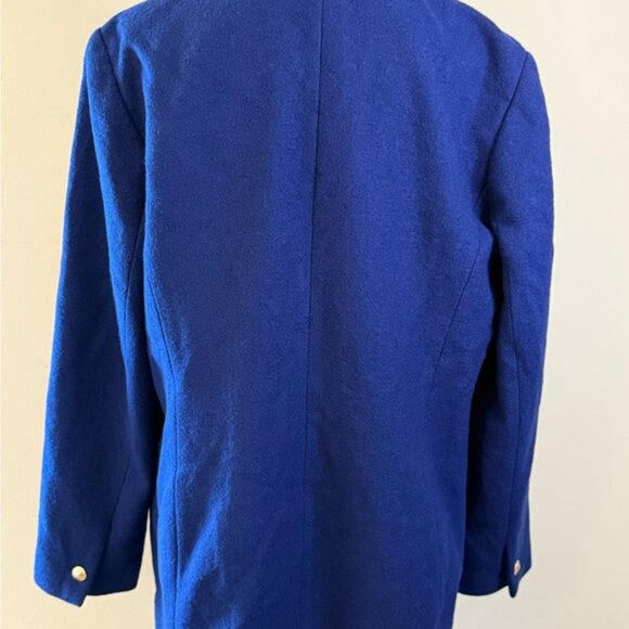 Talbots Royal Blue wool blend pea coat gold button up V neck lined pockets SZ 18 - Picture 3 of 13
